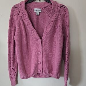 Vintage Bonnie Evans Cardigan Sz Large. Pink Mauve Rose Sweet Feminine Romantic